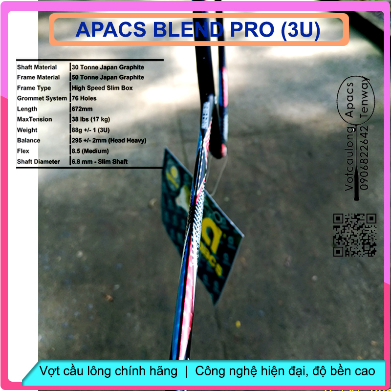 [HCM]TangLuoi_Vợt cầu lông Apacs Blend Pro – Power Plus (3U) | Công thủ linh hoạt