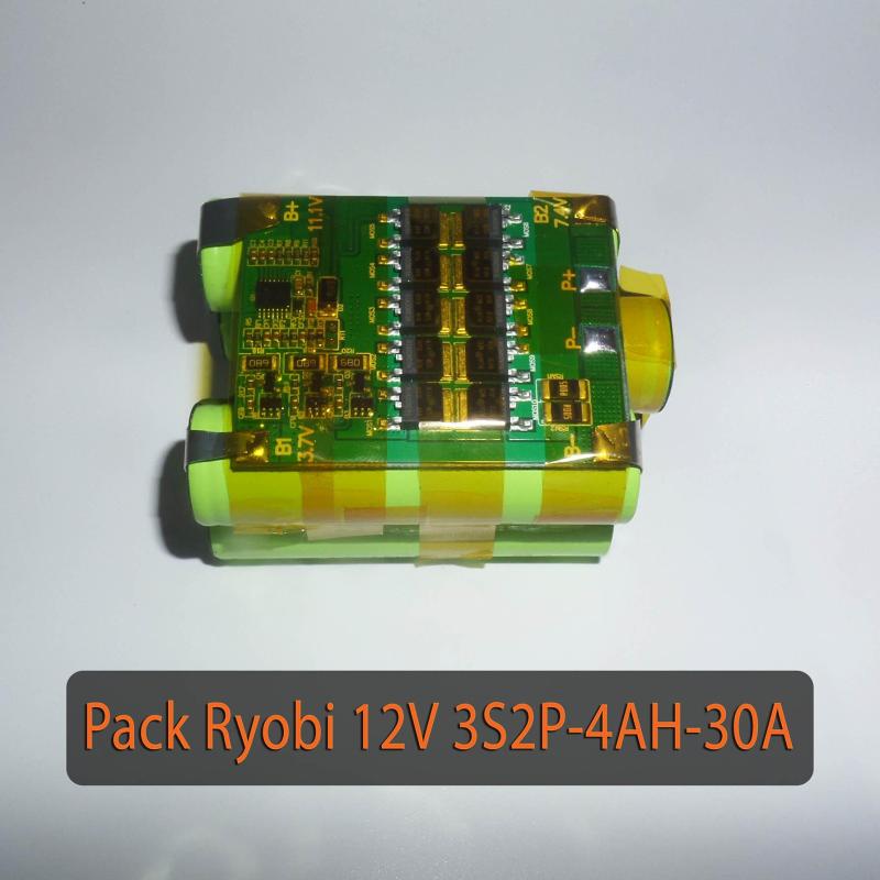 Pack PIN Ryobi 12V LiShen 3S2P - dung lượng 4AH - Dòng xả 30A - Full mạch bảo vệ và sạc cân bằng