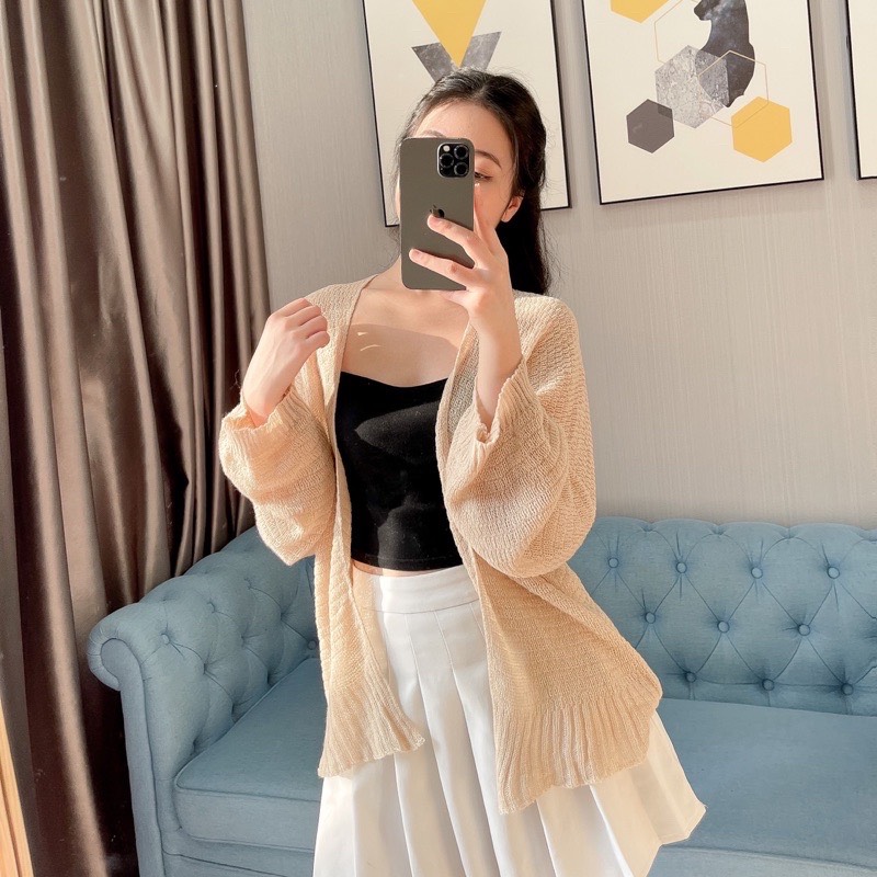 Áo Cadigan Len Mỏng Hottrend Phong Cách Hàn Quốc (Cadigan len lông thỏ)