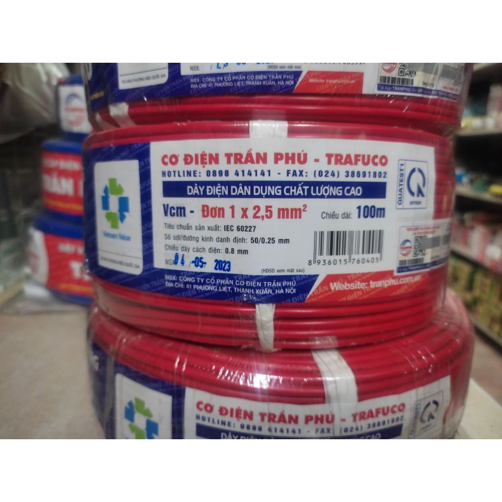 Dây điện đơn mềm 1x4.0 Trần Phú (Cuộn 100M)