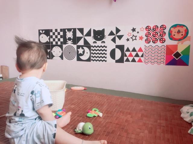 Bộ thẻ dán đen trắng KÍCH THÍCH THỊ GIÁC CHO BÉ