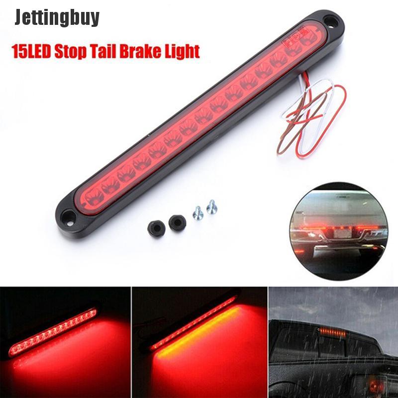 Jettingbuy 1PC 25CM 15 LED Red Sealed Trailer Truck RV Stop Tail Rear Brake Turn Light Bar