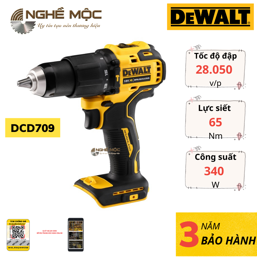 DCD709 Dewalt - Máy khoan pin 18V
