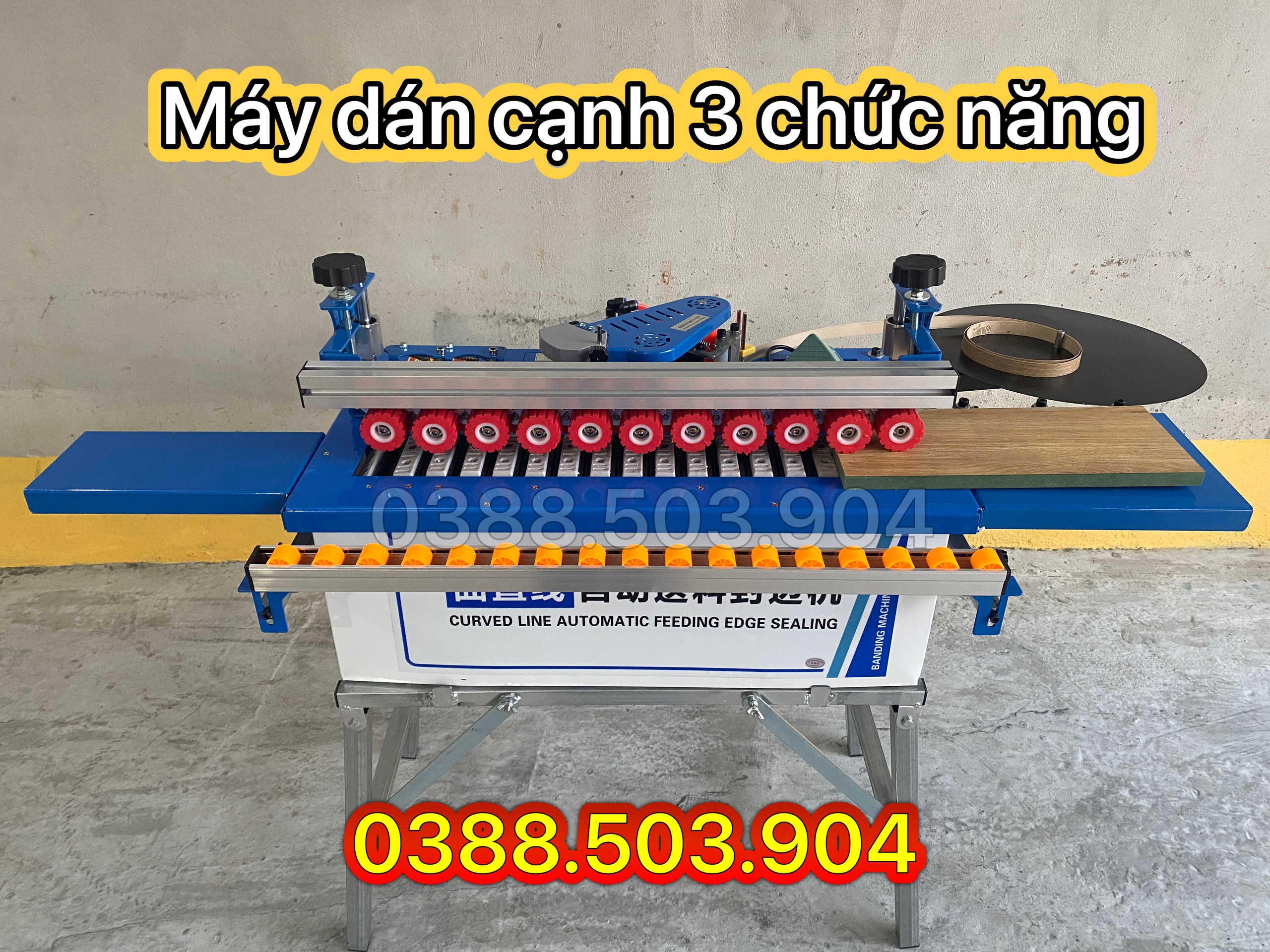 Máy dán cạnh DW590 3 chức năng ( dán, cắt chỉ khi hết ván, tự động đẩy phôi, 3 chế độ dán,...)