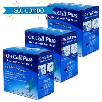 Combo 3 hộp que (25 que / hộp) thử tiểu đường (đường huyết) ACON ONCALL EZII (Mỹ)