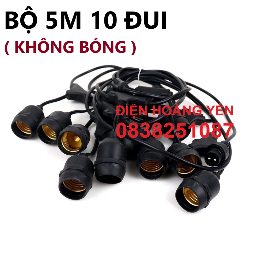 Bộ dây treo kín nước dài 5m 10 đuôi đèn e27
