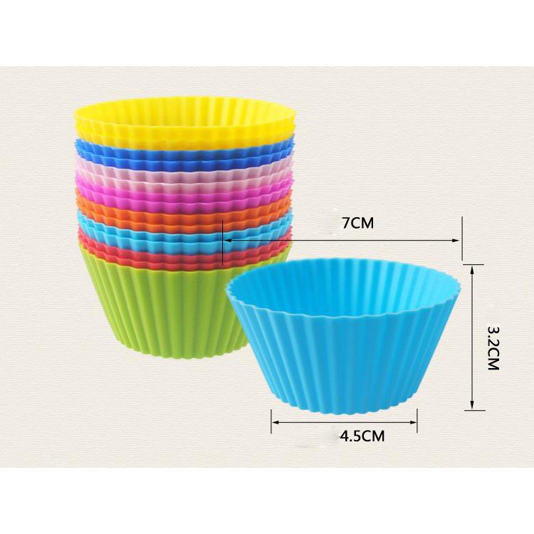 Combo 10 Khuôn Silicon Cupcake Tròn 7cm