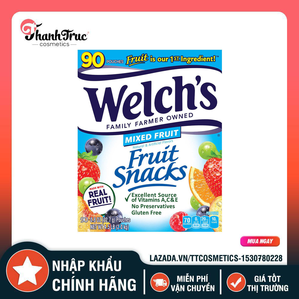 [HCM]KẸO DẺO TRÁI CÂY MỸ WELCHS FRUIT SNACKS 90 GÓI