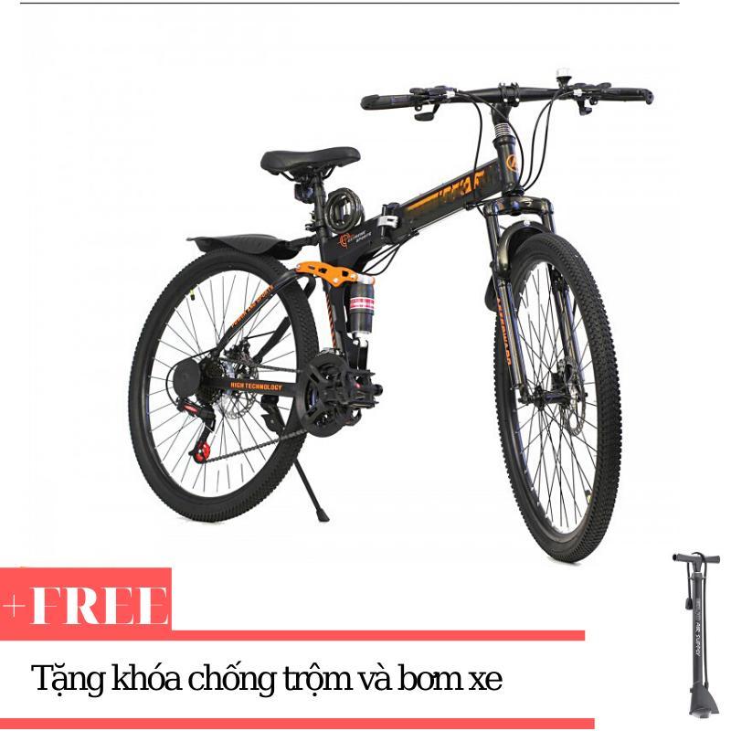 Xe đạp gấp ATW (Đen) + Tặng khóa chống trộm và bơm xe