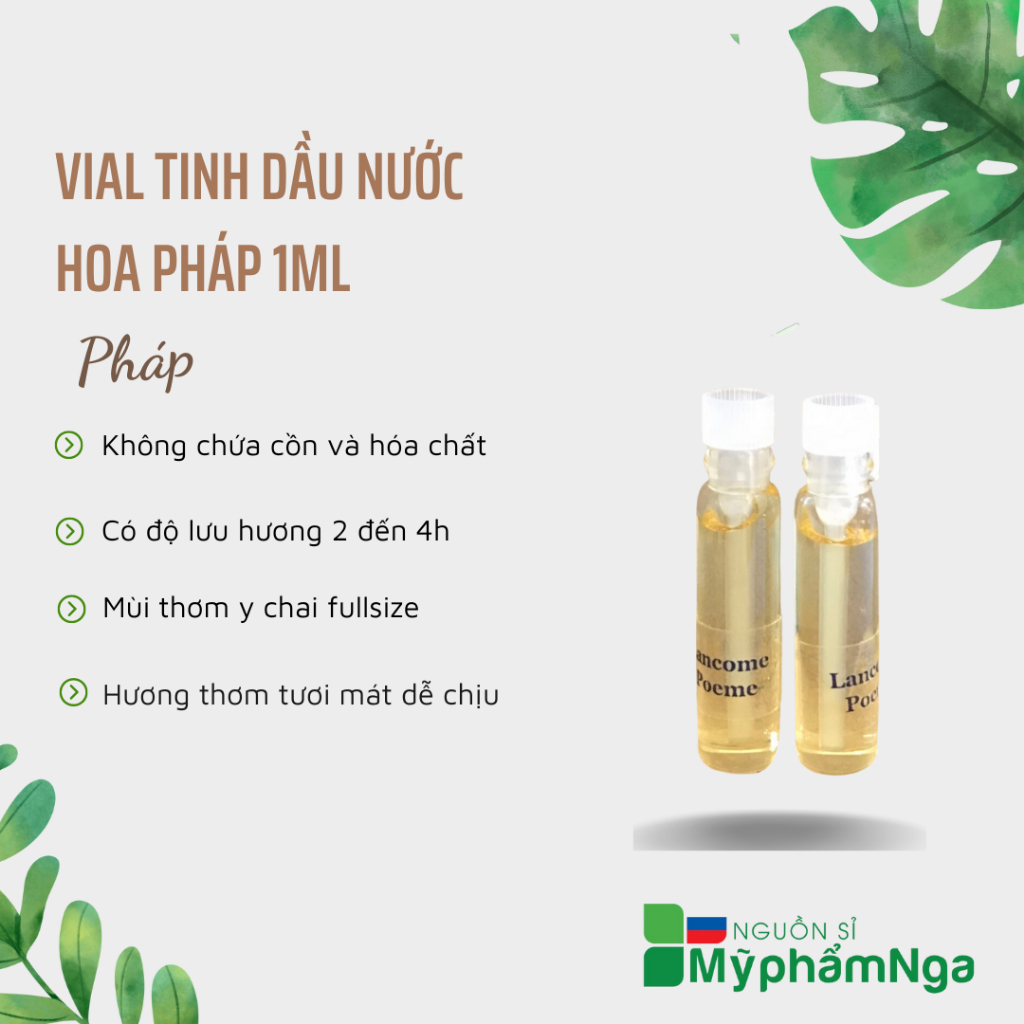 Vial Tinh dầu nước hoa Pháp 1ml (nhiều mùi hot)