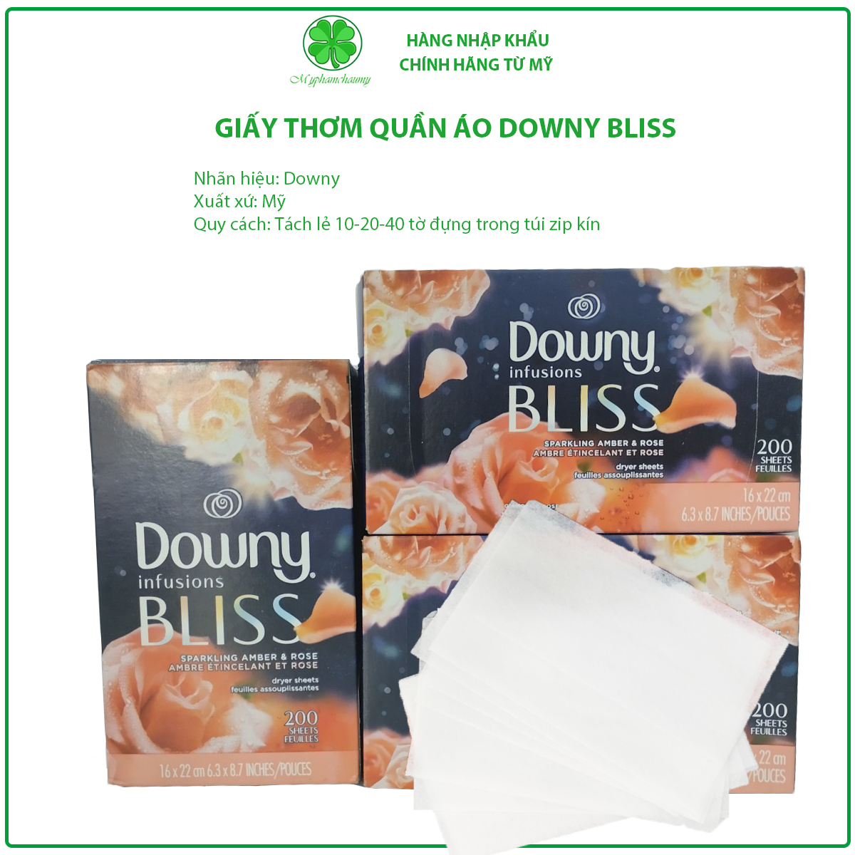 [Tách lẻ] Giấy thơm quần áo Downy Bliss