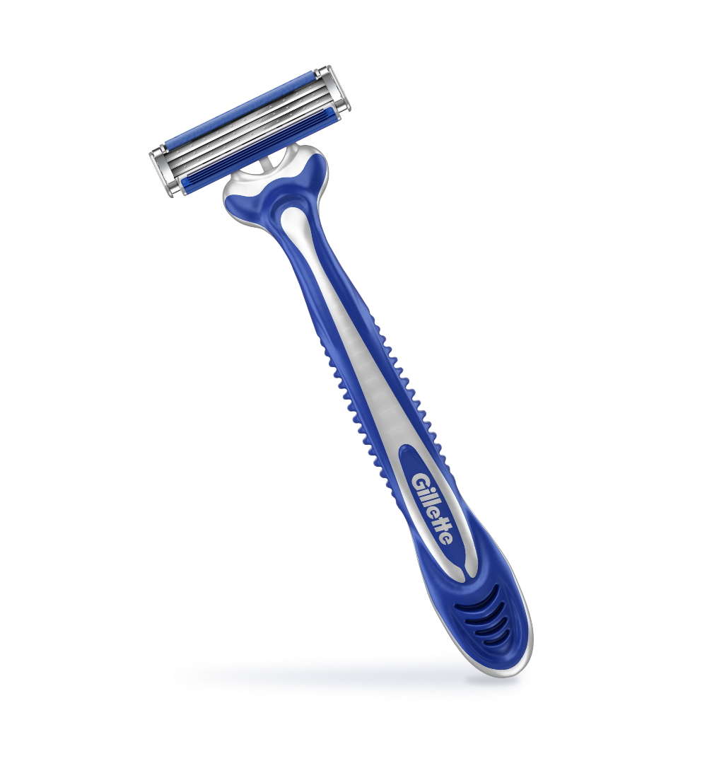 Vỉ 2 cây dao cạo râu Gillette Blue 3 Cool (dao cạo râu du lịch - đầu cạo 3 lưỡi kép)