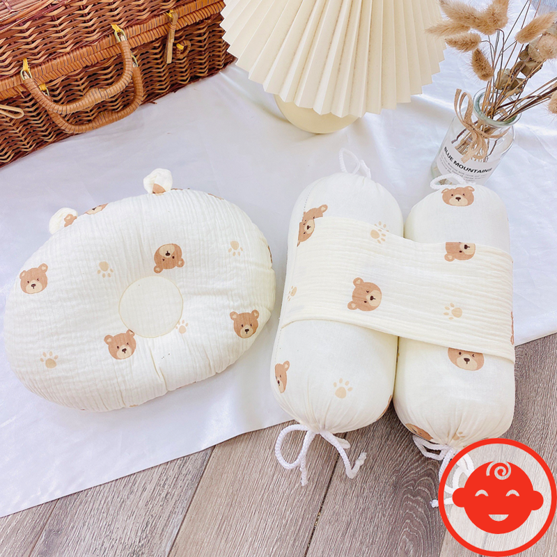 Bộ gối chặn bông muslin cao cấp cho bé