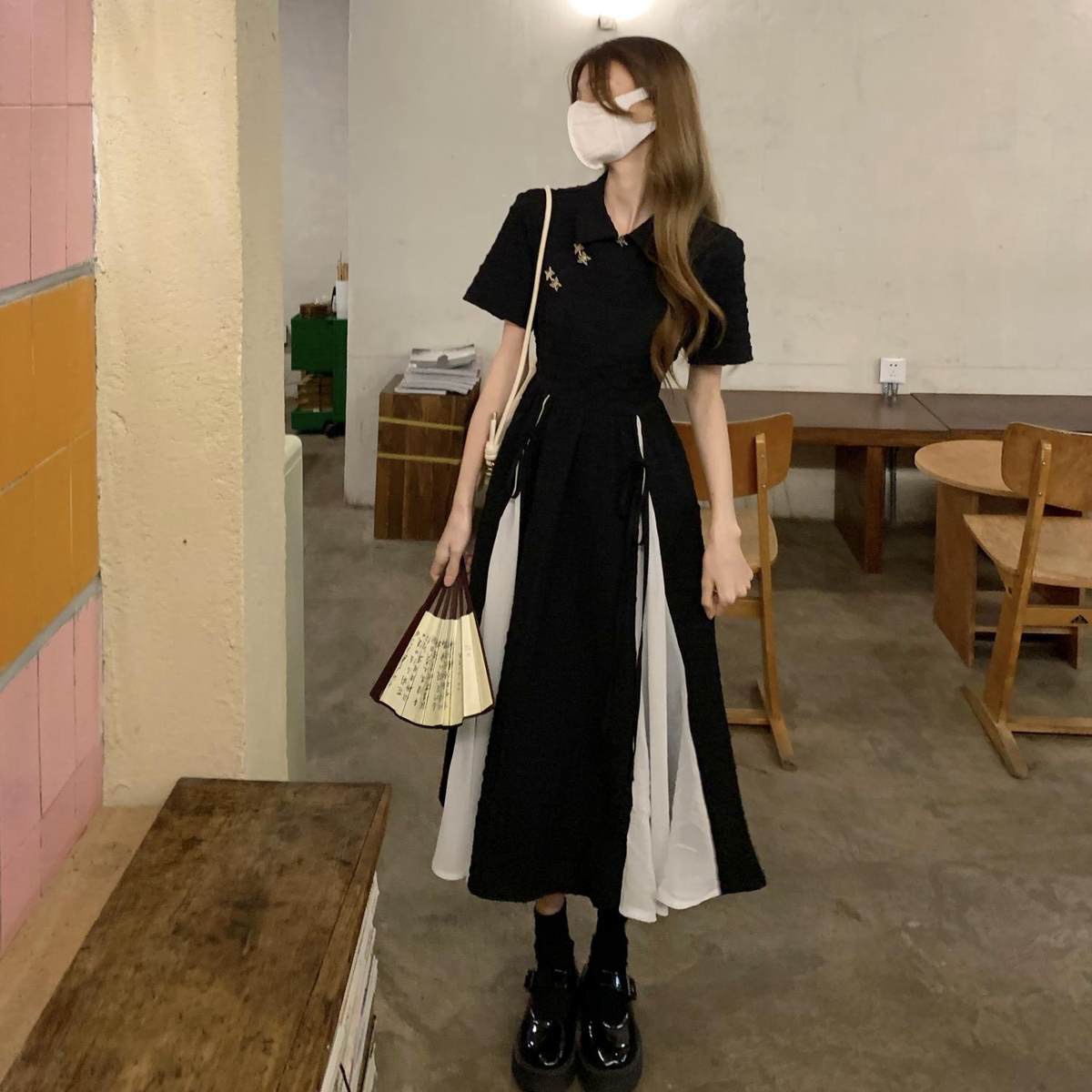 Đầm Sườn Xám Cách Tân Phối Voan Cách Tân Dây Nơ Eo