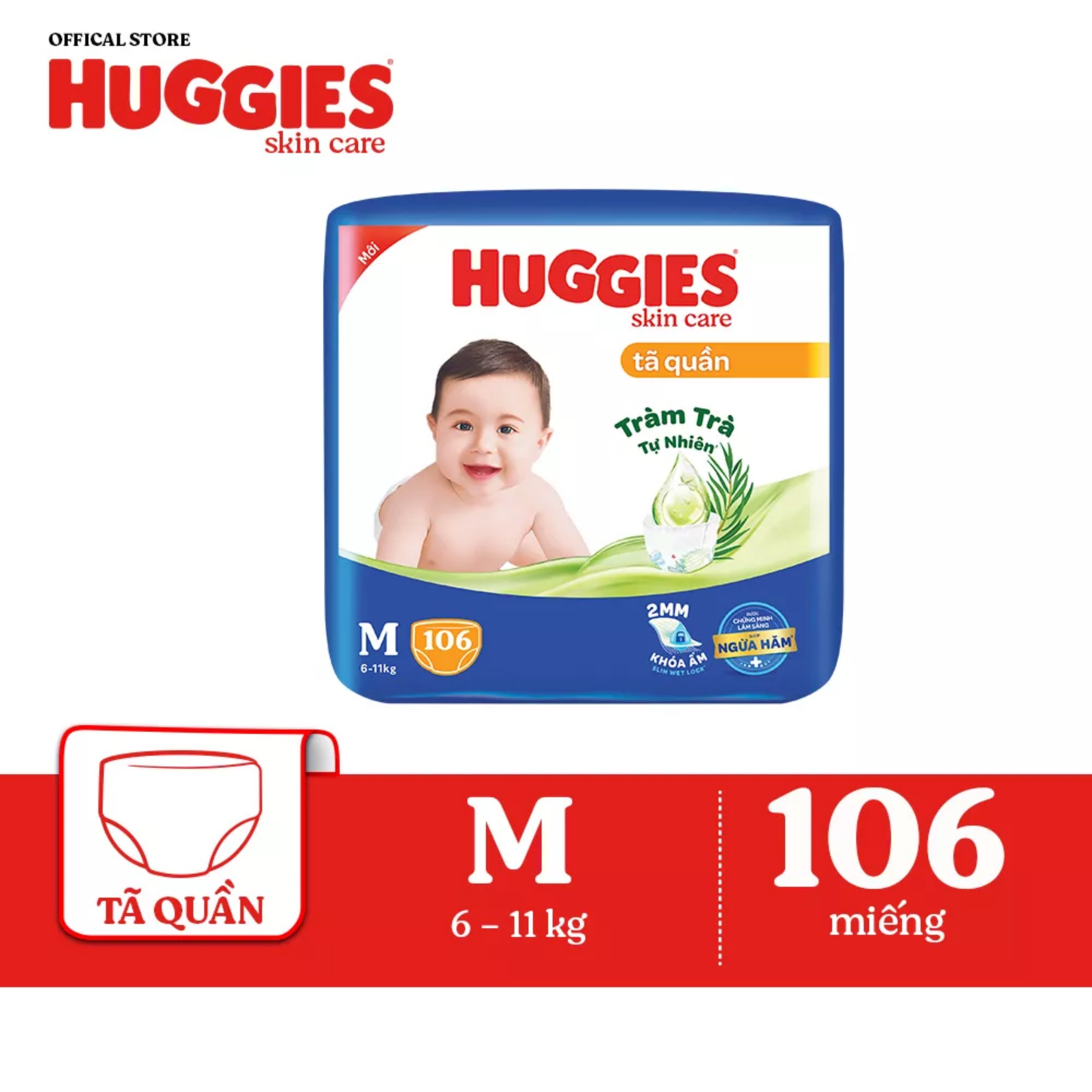 Tã quần Huggies Skincare Mega Jumbo M106/L96+8/XL84+4/XXL76+4