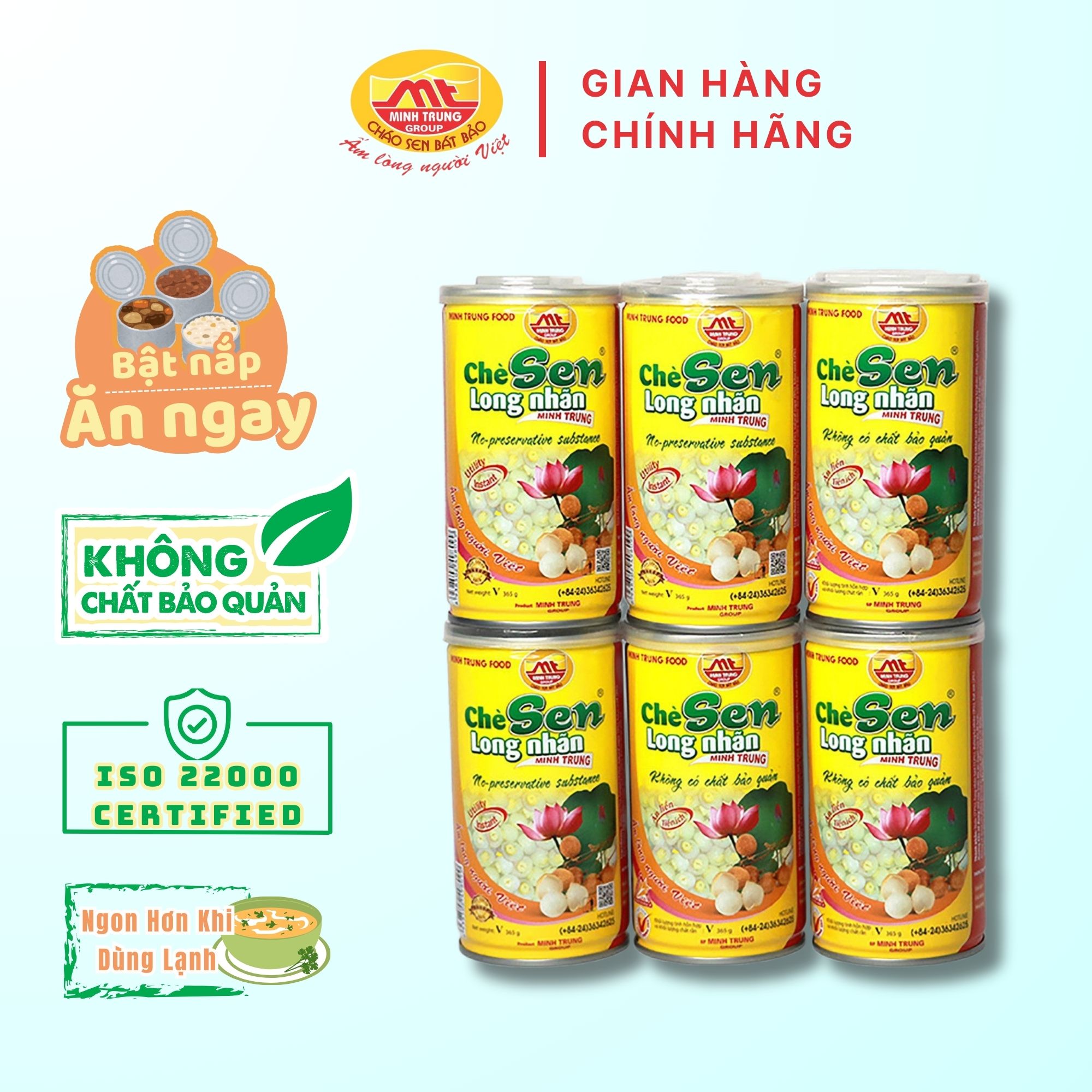 Minh Trung Lotus and Longan Tea 365g - Lotus and Longan Tea 6 (Combo of 6 Cans)