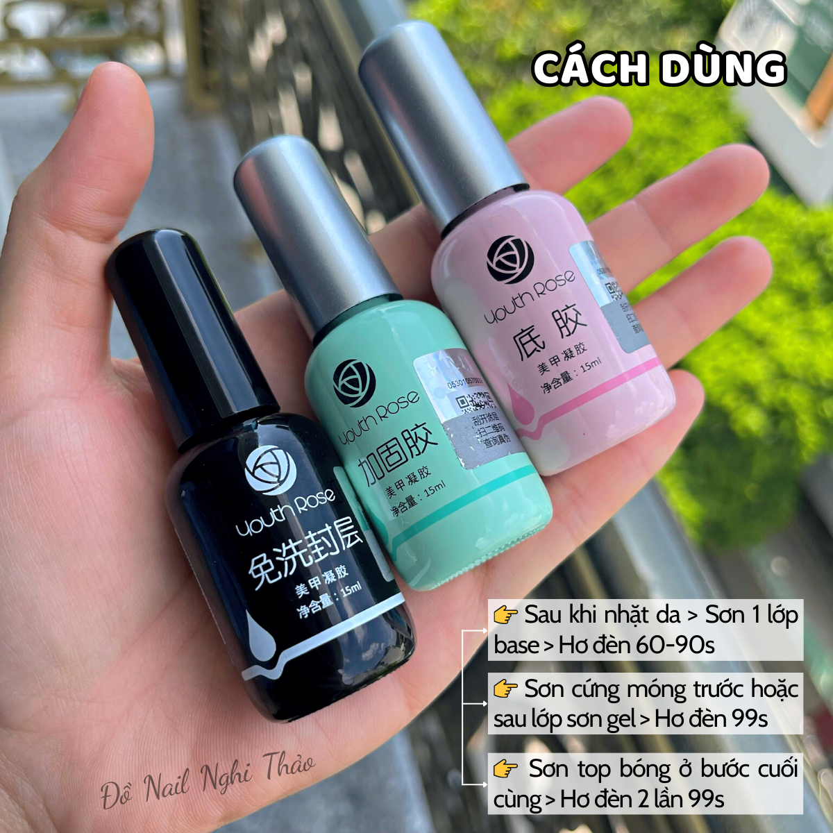 Base top hoa hồng, sơn liên kết móng JELIVA 15ml