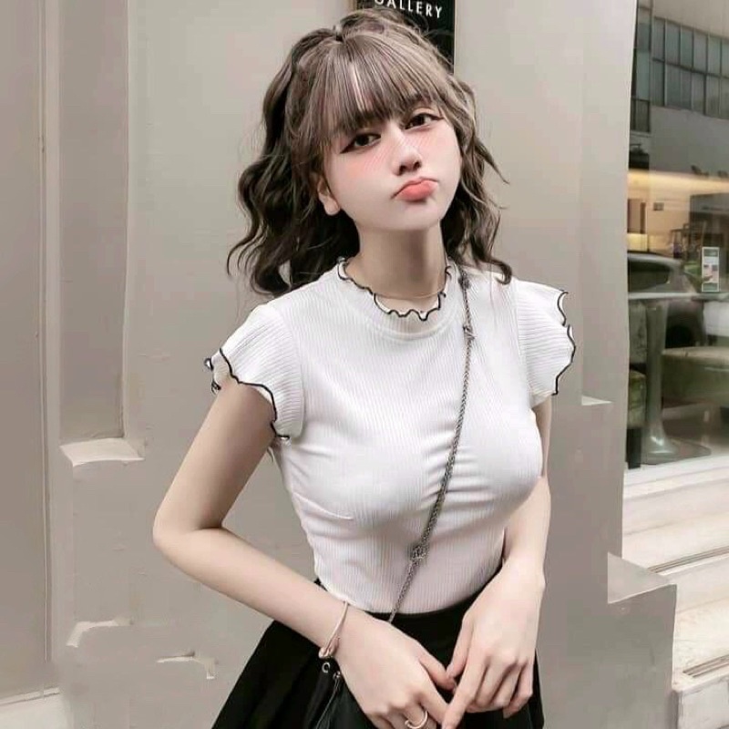 [HCM]ÁO CROPTOP VIỀN CỔ TRÒN