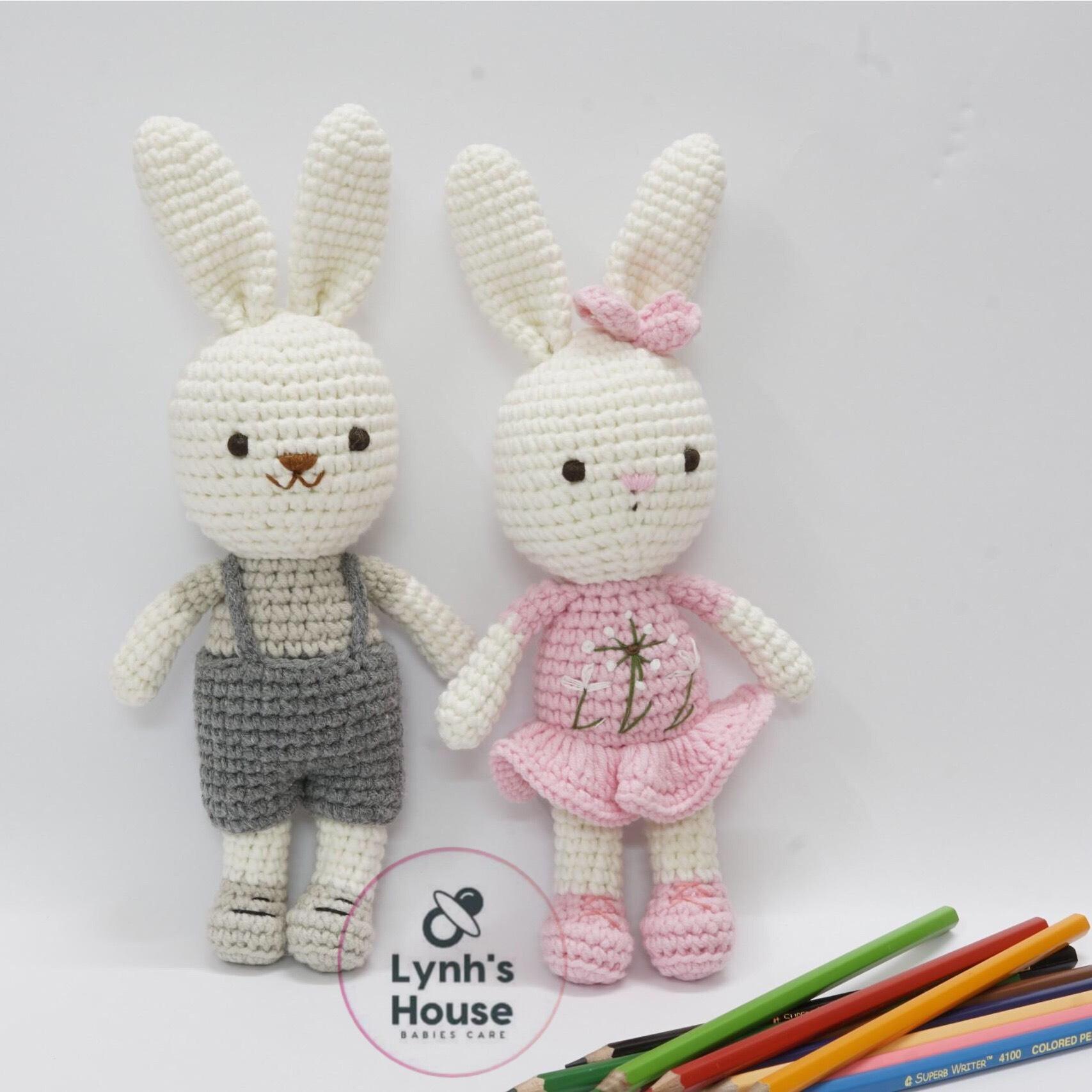 [gấu bông an toàn cho bé] Thỏ Nhí 20cm - len Cotton cao cấp đạt chứng nhận EOKO-TEX Đức