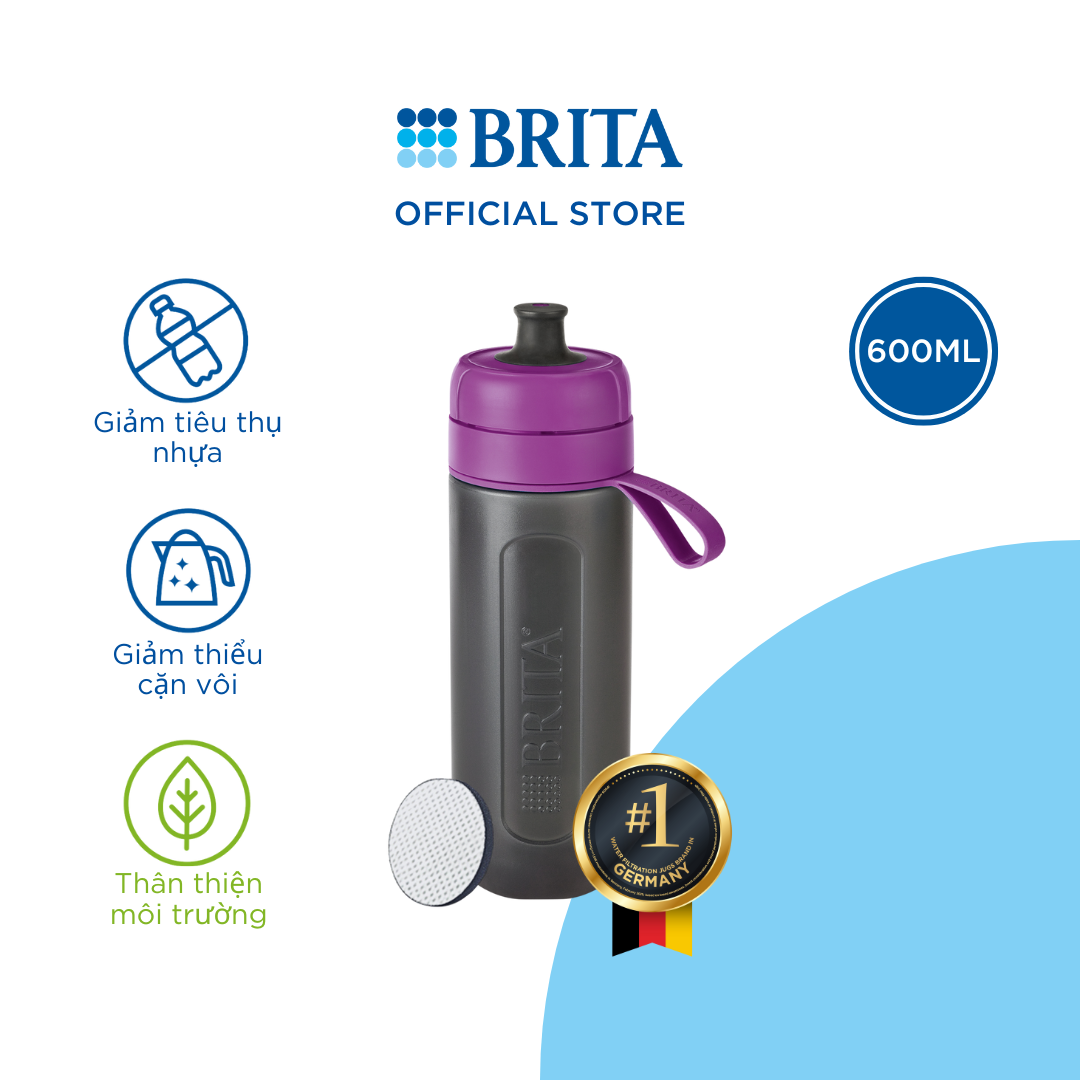 Bình lọc nước BRITA Active Purple 600ml (có sẵn 1 đĩa lọc Microdisc) - Thương hiệu đến từ Đức