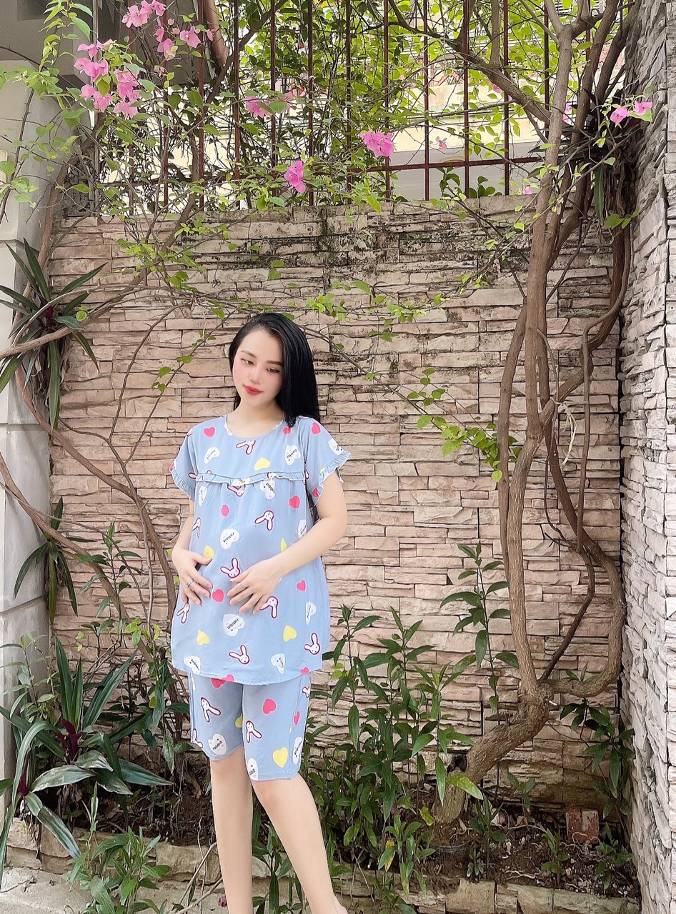 Bộ bầu lửng MÙA HÈ chất lanh mềm mát cho mẹ bầu mặc nhà freesize 43-65kg