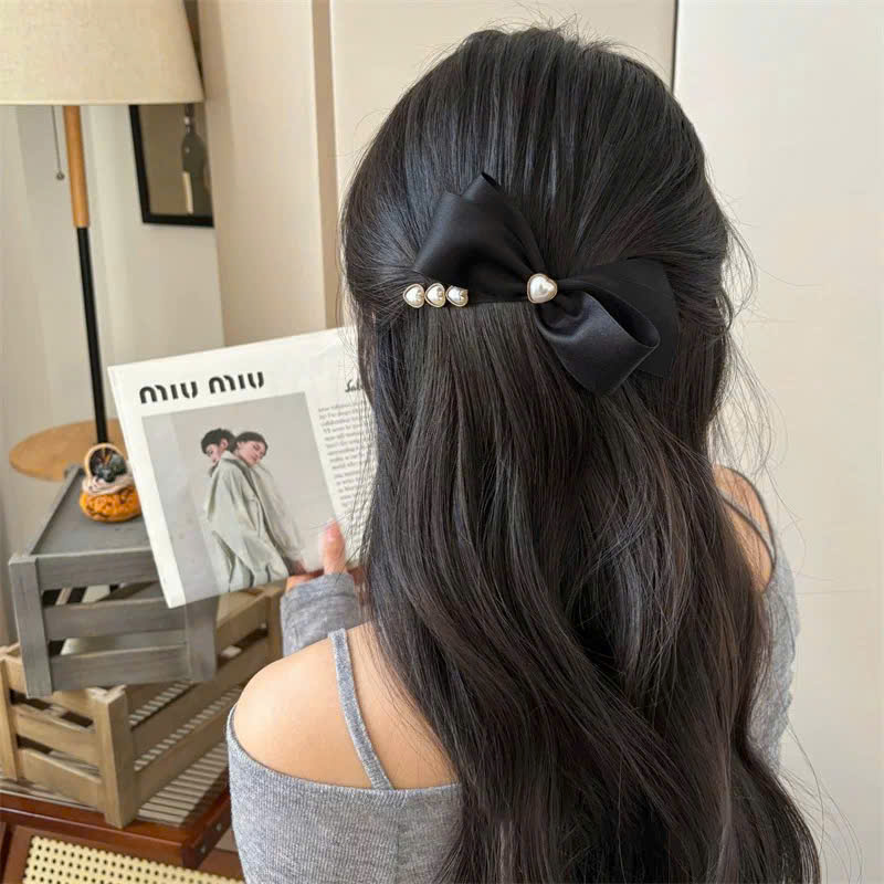 KẸP TÓC NƠ VẢI LỤA HOA TIM K, KẸP TÓC VẢI THỜI TRANG NỮ HOT TREND