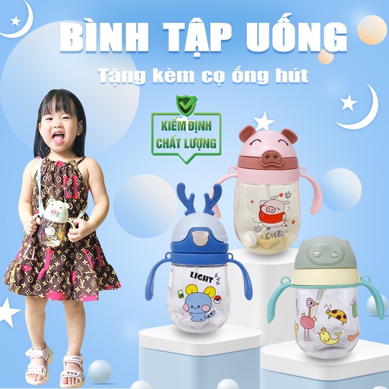 Bình tập uống, bình nước cho bé tập uống [Tặng cọ ống hút]