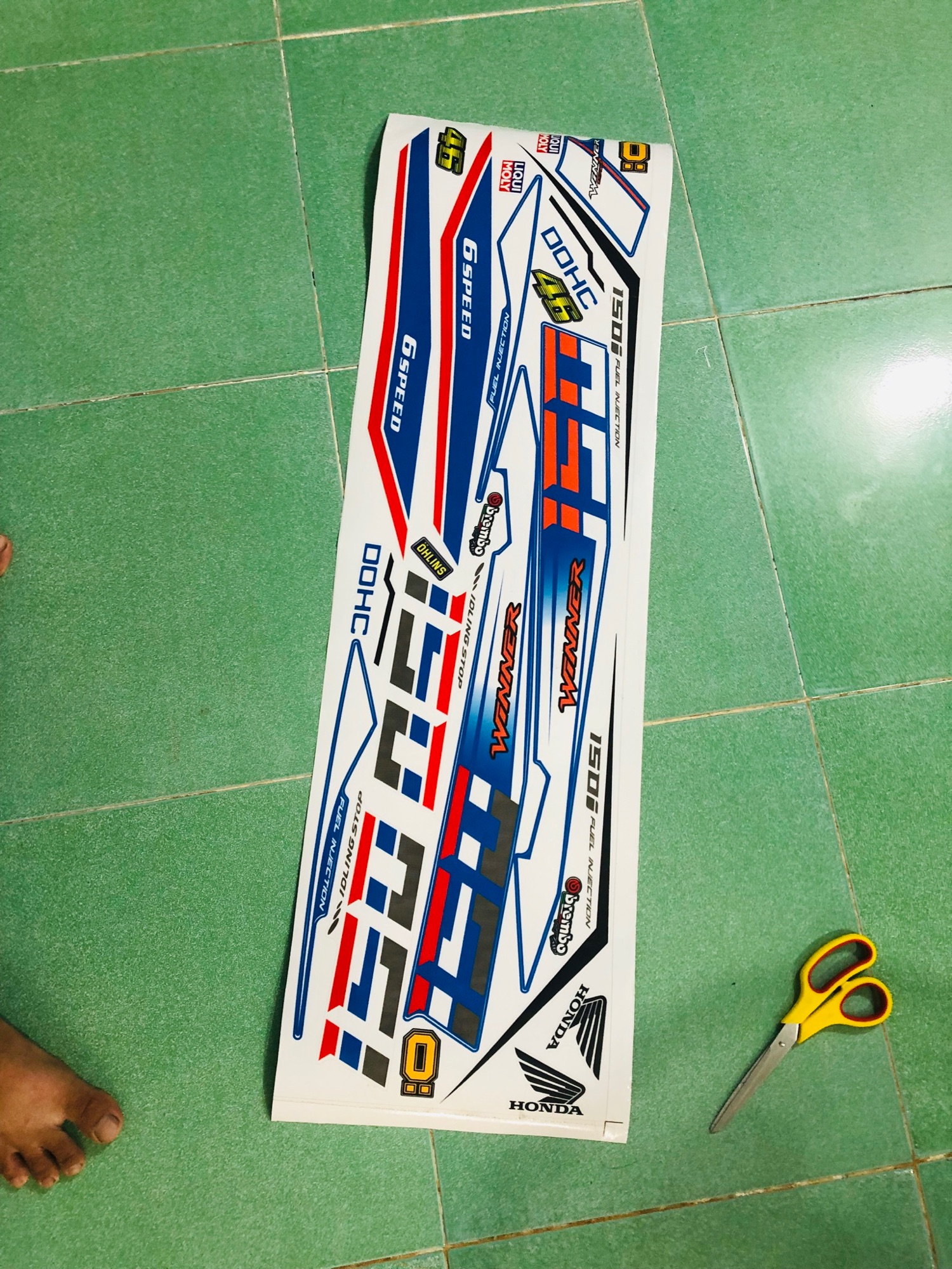 Tem rời honda winner 150 trắng xanh