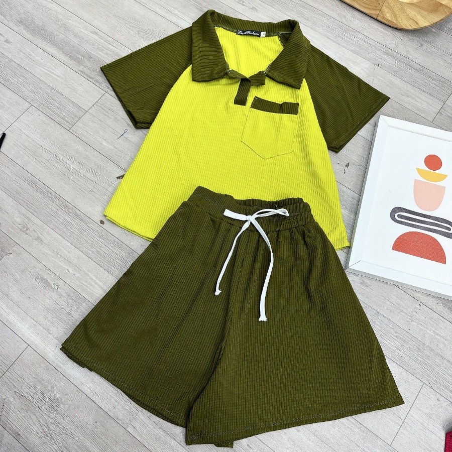Set bigsize nữ gồm áo thun raglan cổ trụ và quần đùi thun chất gân tăm co giãn Quần đùi áo thun BIGSIZE CÔ NHỎ- SET29