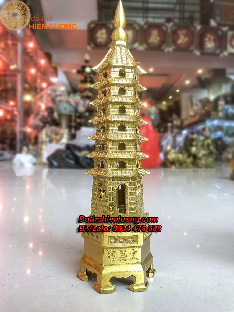 Tháp văn xương bằng đồng 7 tầng - đồ đồng hiên lượng
