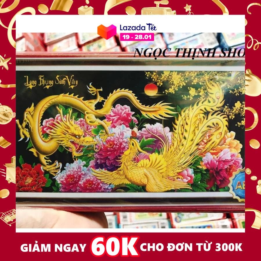 Tranh Đính Đá Long Phụng Sum Vầy chữ Việt