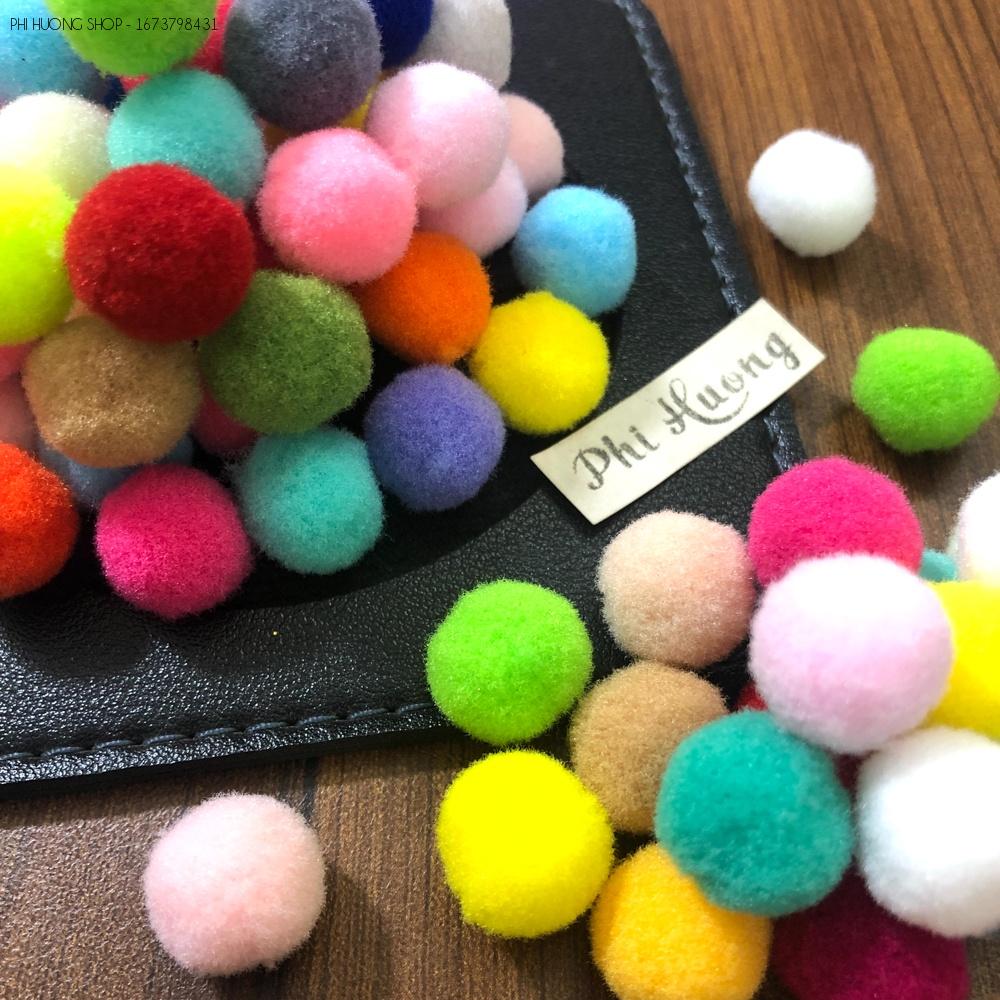 Hạt bông pompom đủ màu nhiều kích cỡ trang trí handmade