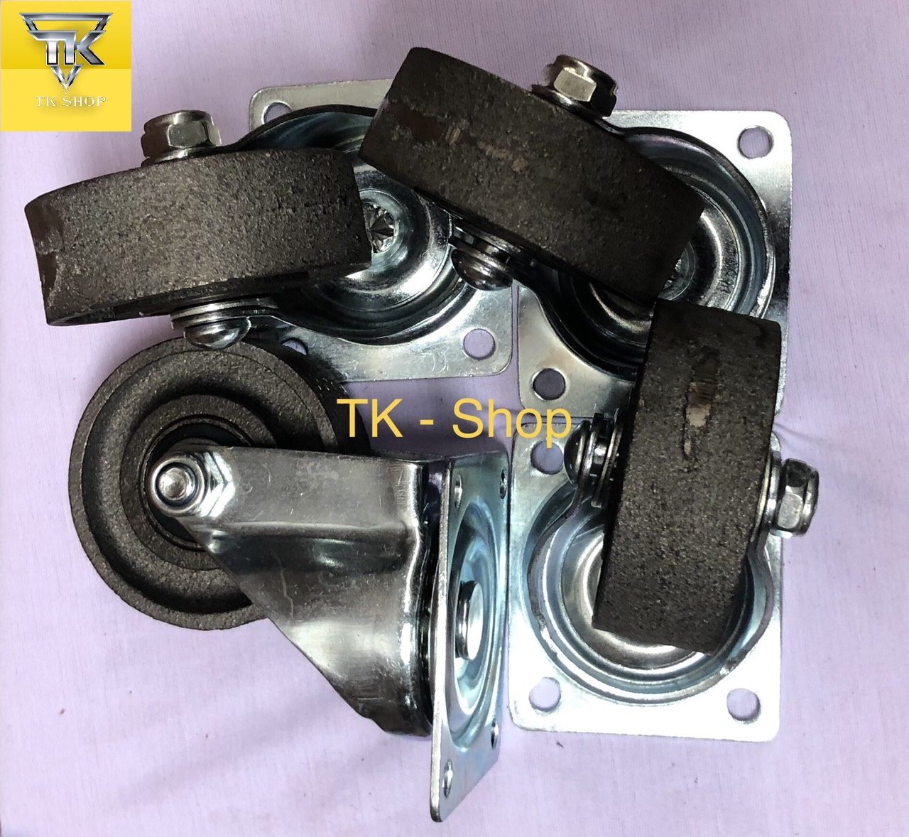 Bộ 4 Bánh Xe Đẩy Gang Đúc 75x32 ( Tải Trọng 400kg)