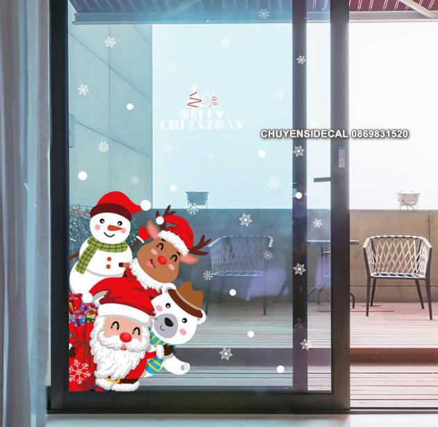 [HCM]Decal trang trí tường Noel - 4 Noel Trắng Đỏ Xin Chào