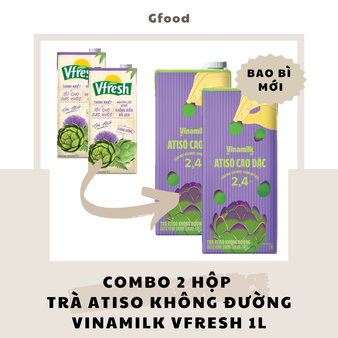 [COMBO 4 HỘP] Vinamilk Vfresh Trà Atiso Không Đường 1L