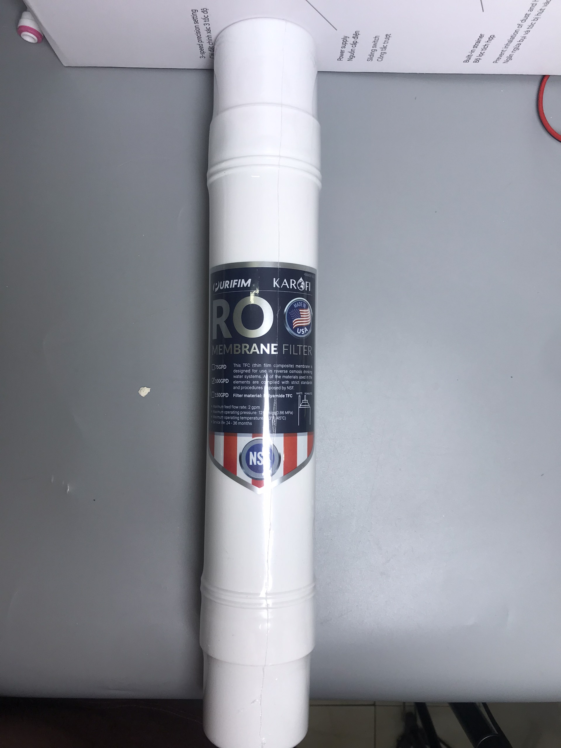Màng RO Karofi RO100GPD Mỹ đúc cắm nhanh - Hàng chính hãng