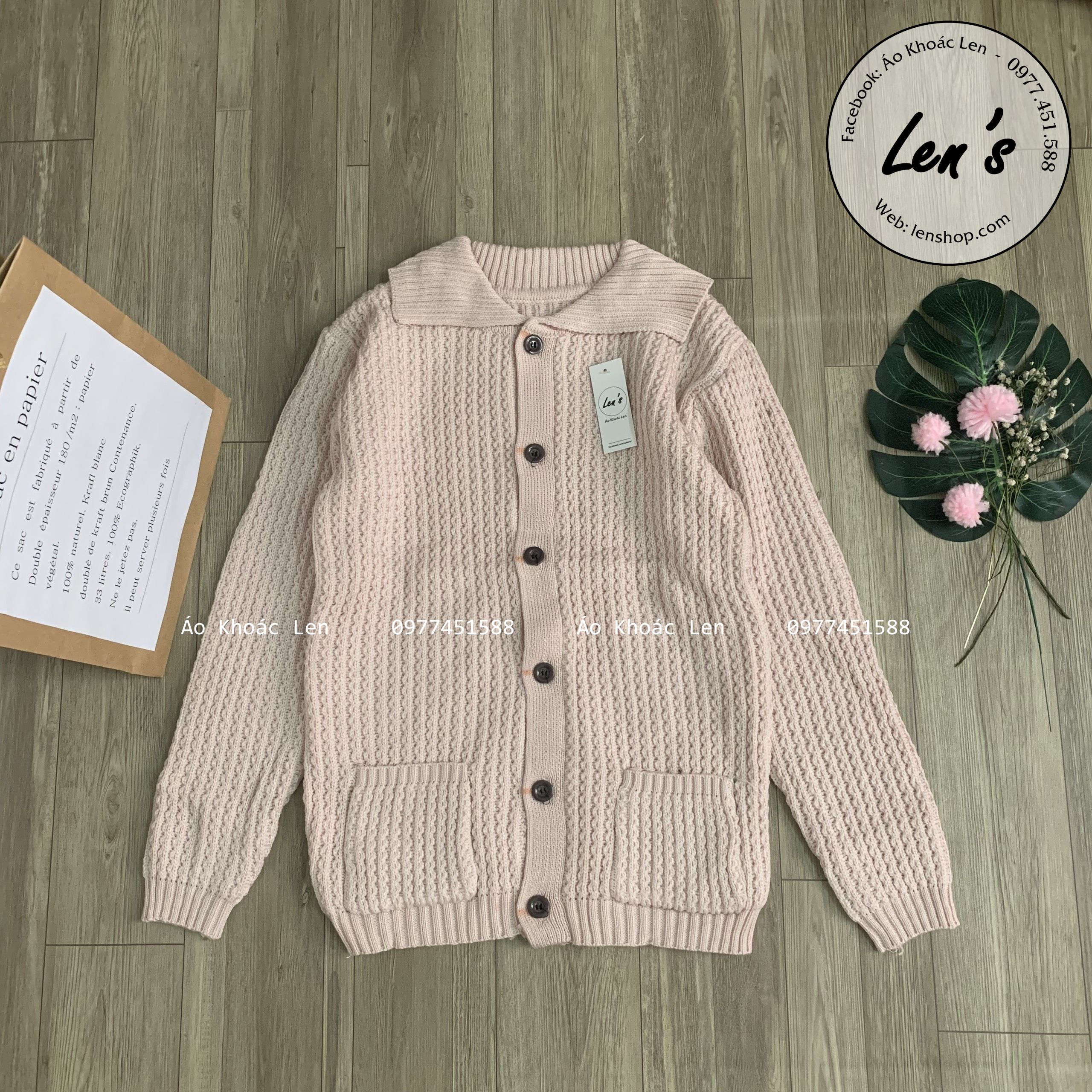ÁO KHOÁC TRUNG NIÊN VÀ LỚN TUỔI CỔ BẺ LEN ĐAN