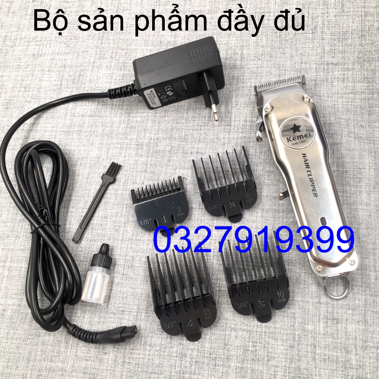 Tông đơ cắt tóc cao cấp KEMEI 1997 với pin Li-ion 2000mAh hoạt động liên tục 3 giờ & công suất 8W cho đường cắt mượt mà và sắc bén