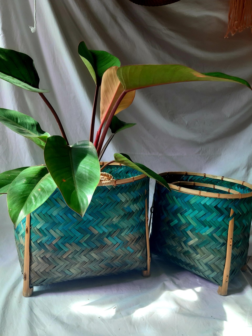 Bamboo baskets for tree handle, toy & cloth storage