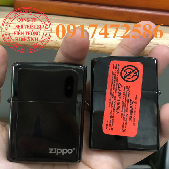 La mã - bật lửa zippo màu đen tuyền loại trơn bóng-mộc la mã