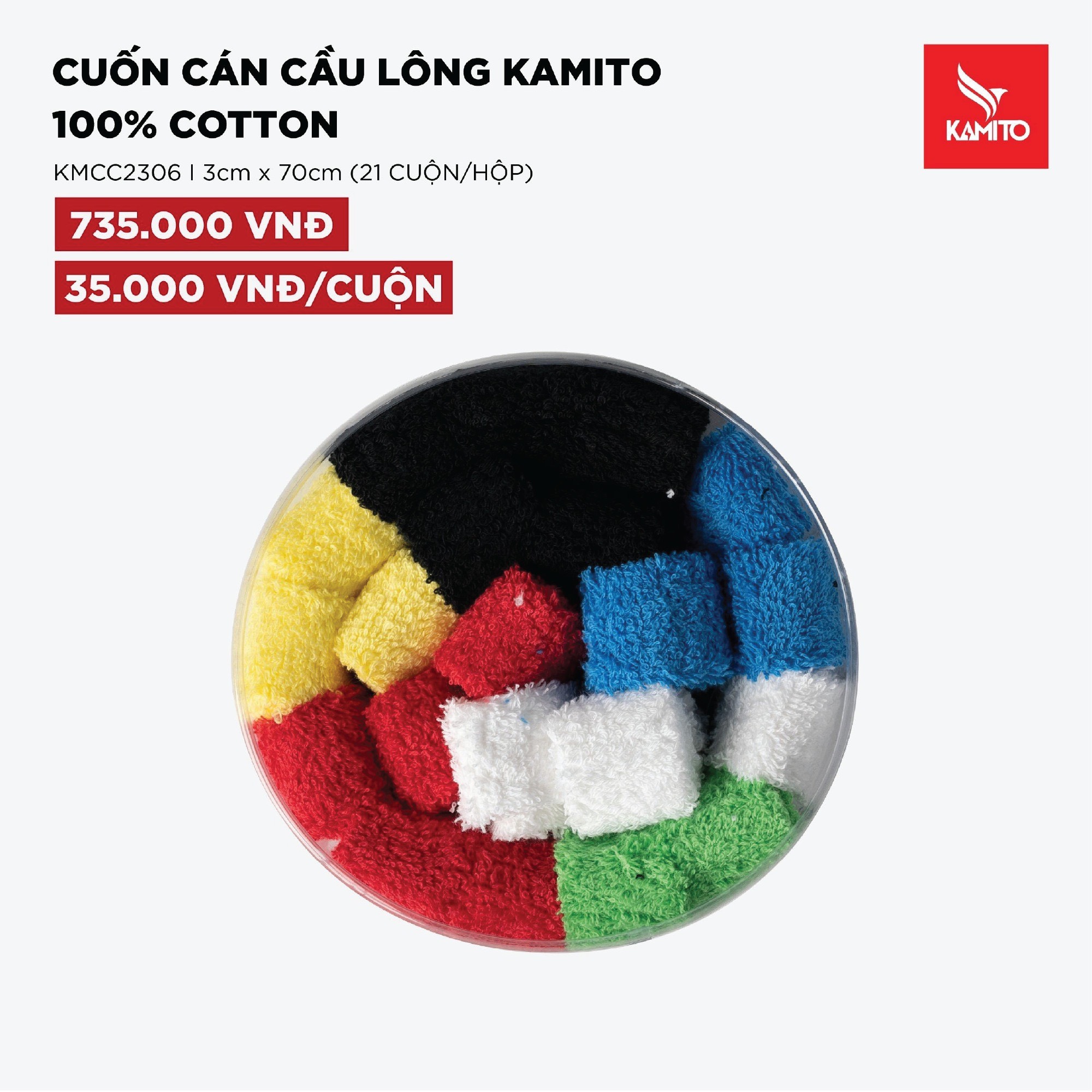 Cuốn Cán Vợt Cầu Lông Kamito Vải Cotton