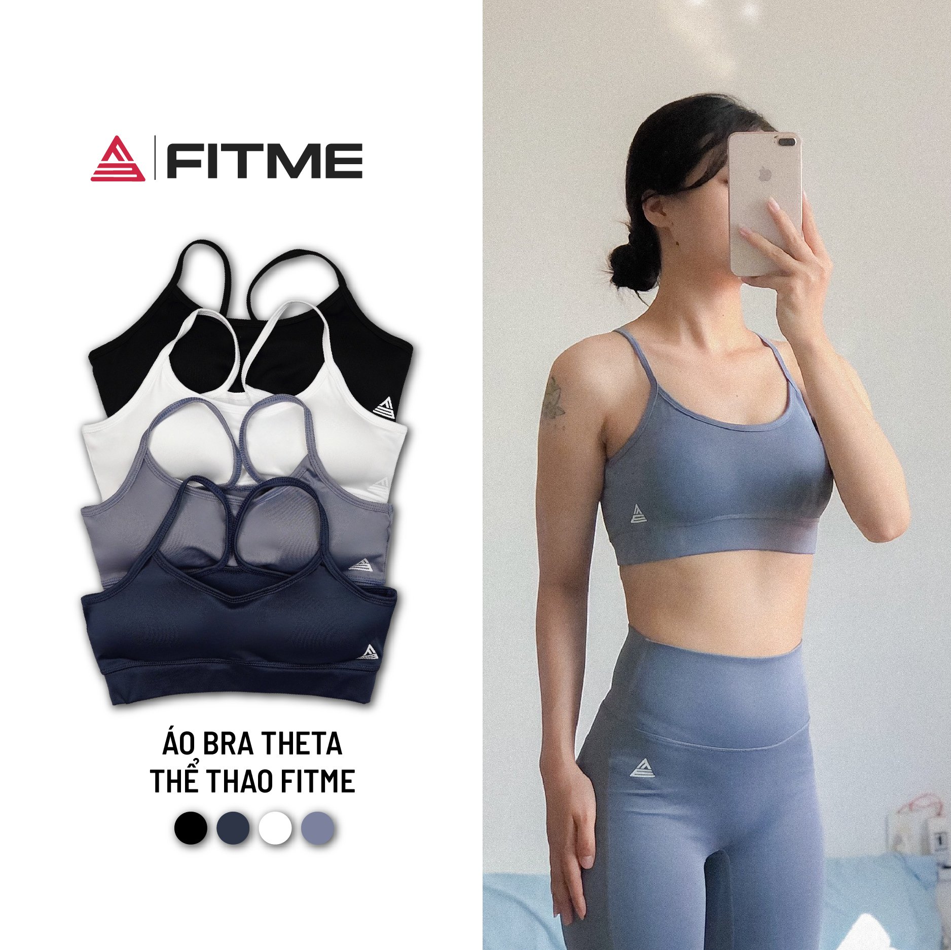 Áo bra tập gym yoga nữ Fitme Theta có mút chống sốc. nâng ngực chất thun thể thao cao cấp co giãn thoải mái BRTT