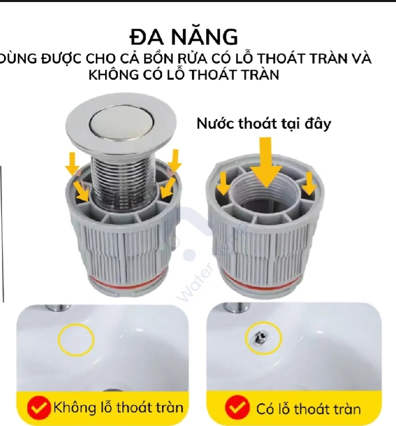 ( Hàng tốt chống hôi) Xả NÚT NHẤN nhựa bồn lavabo rửa mặt