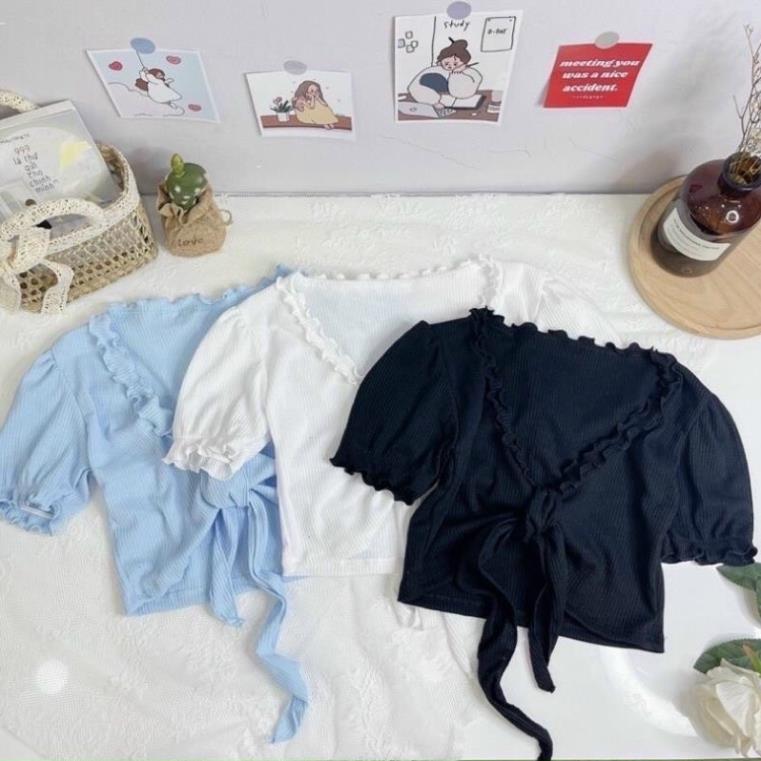 ÁO CROPTOP BÈO CỘT NƠ NGỰC MẶC 2 KIỂU