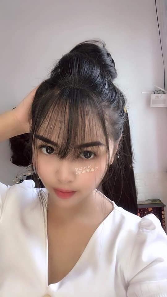 Tóc Mái thưa giả Có Mai, Có Kẹp (màu Nâu đen)