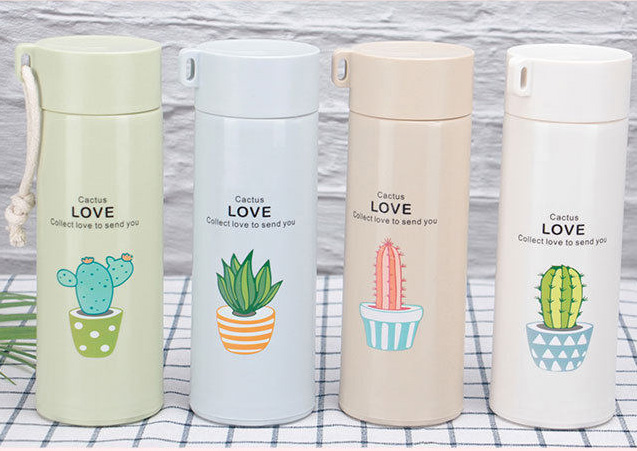 Bình Nước Cactus Love Lõi Thủy Tinh 400ml Nhiều Màu
