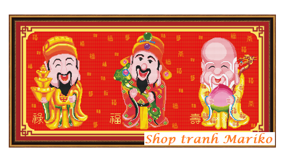Tranh thêu phúc lộc thọ 30238 kích thước 105x45cm