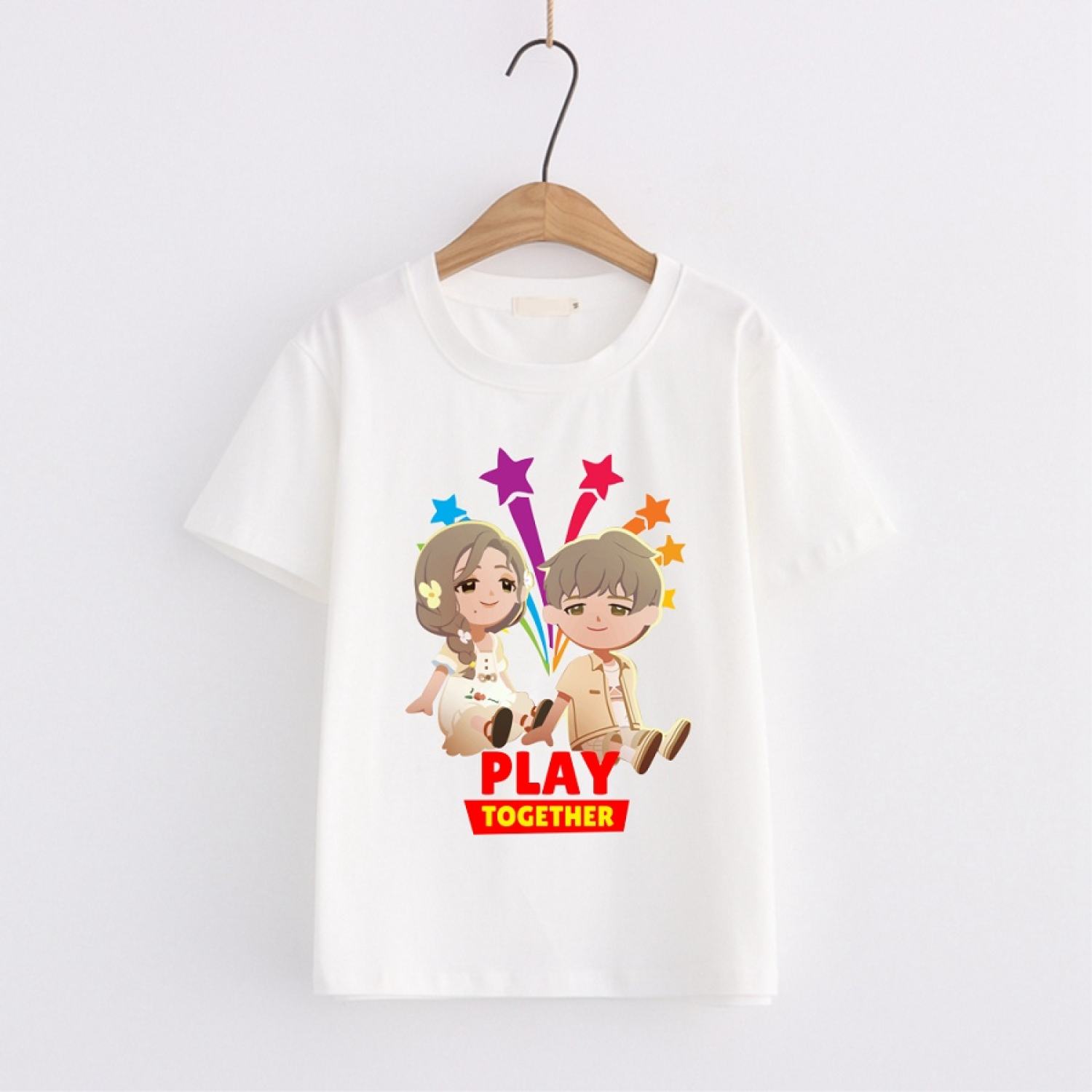 Áo thun cho bé in hình Play Together màu trắng đủ size cho bé trai bé gái
