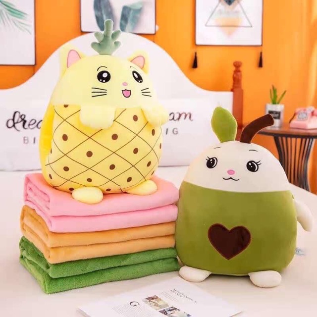 Bộ chăn gối văn phòng hoa quả biểu cảm