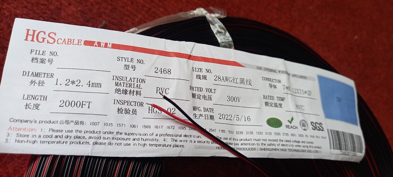 Dây điện đôi nối mạch 24AWG (0,5mm) 28AWG (0,3mm)